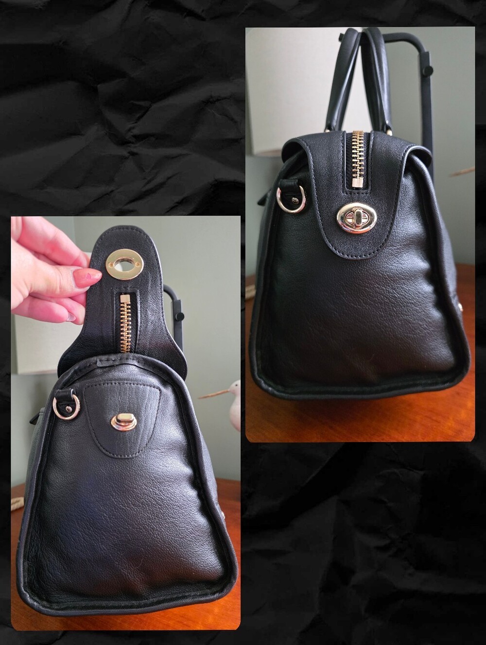Coach F33689 Rhyder Black Leather Satchel Doctor Bag Crossbody Y2K - Picture 3 of 16